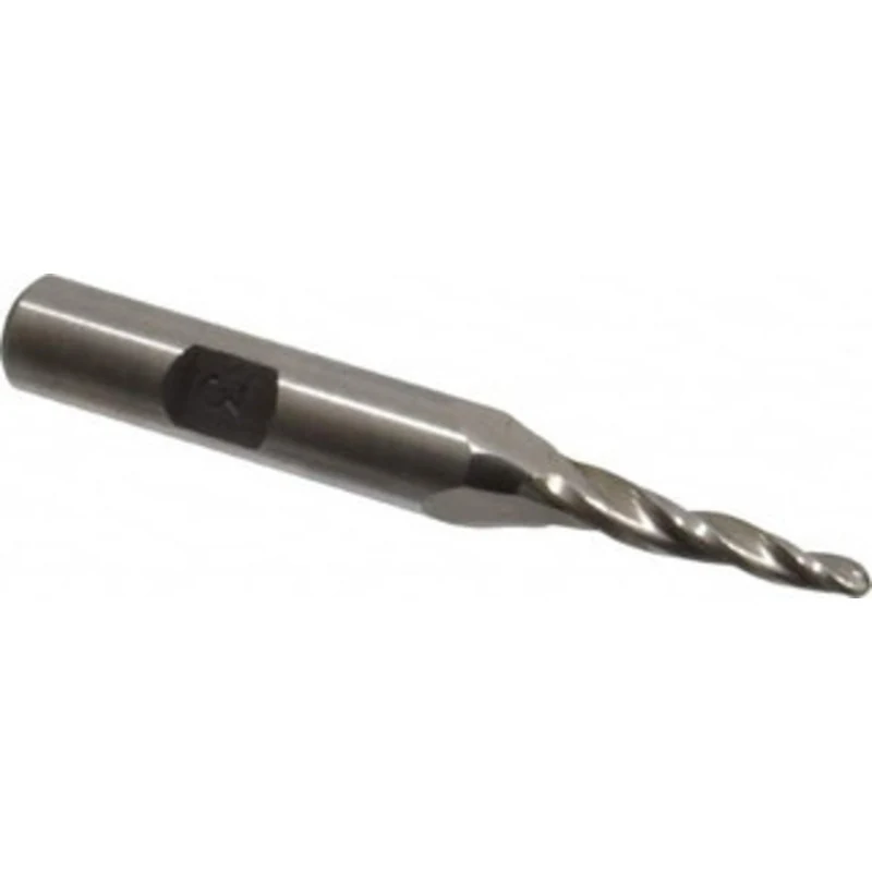 Made in USA 3 per Side 1/8 Small End Diam 1 LOC 3-Flute High Speed Steel Tapered Ball End Mill 3/8 Shank Diam, 2-7/8 ...